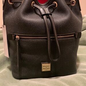 Dooney & Bourke black pebble leather drawstring purse